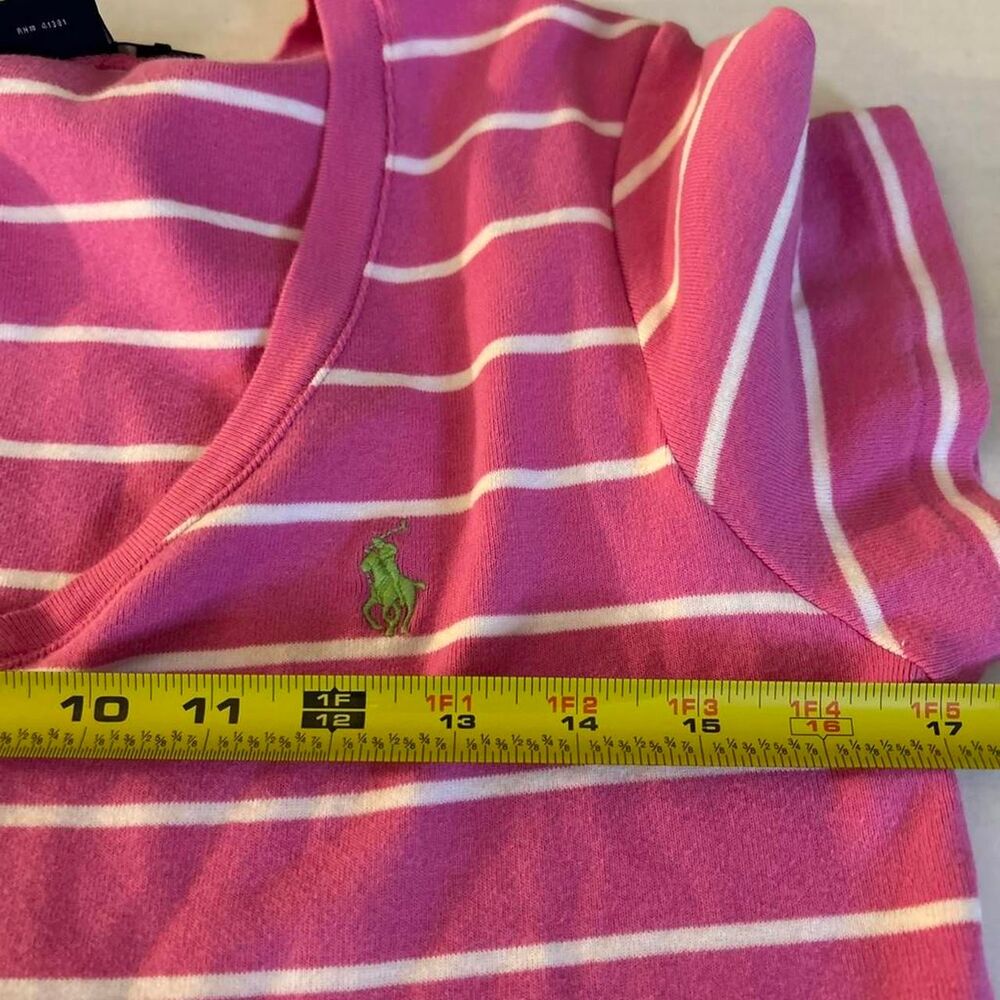 Ralph-lauren Women's Pink and White T-shirt - Picture 3 of 6